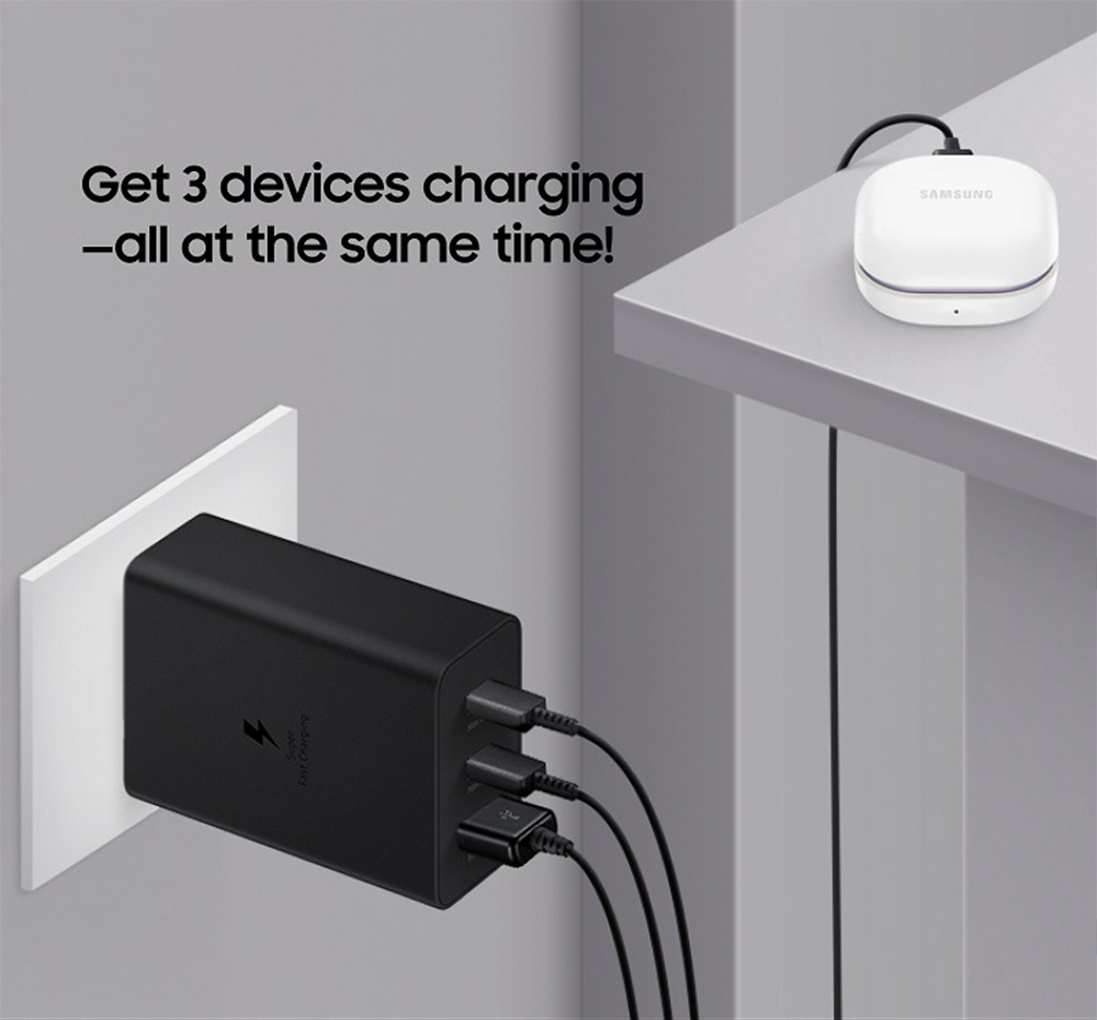 شارژر سریع دیواری 65W سامسونگ با سه پورت خروجی Samsung 65W Power Adapter Trio