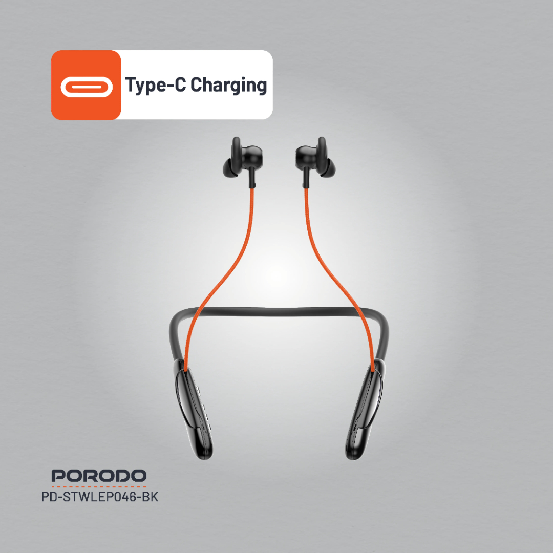 هندزفری و گردنی بولوتوثی برند Porodo مدلPD-STWLEP046-BK