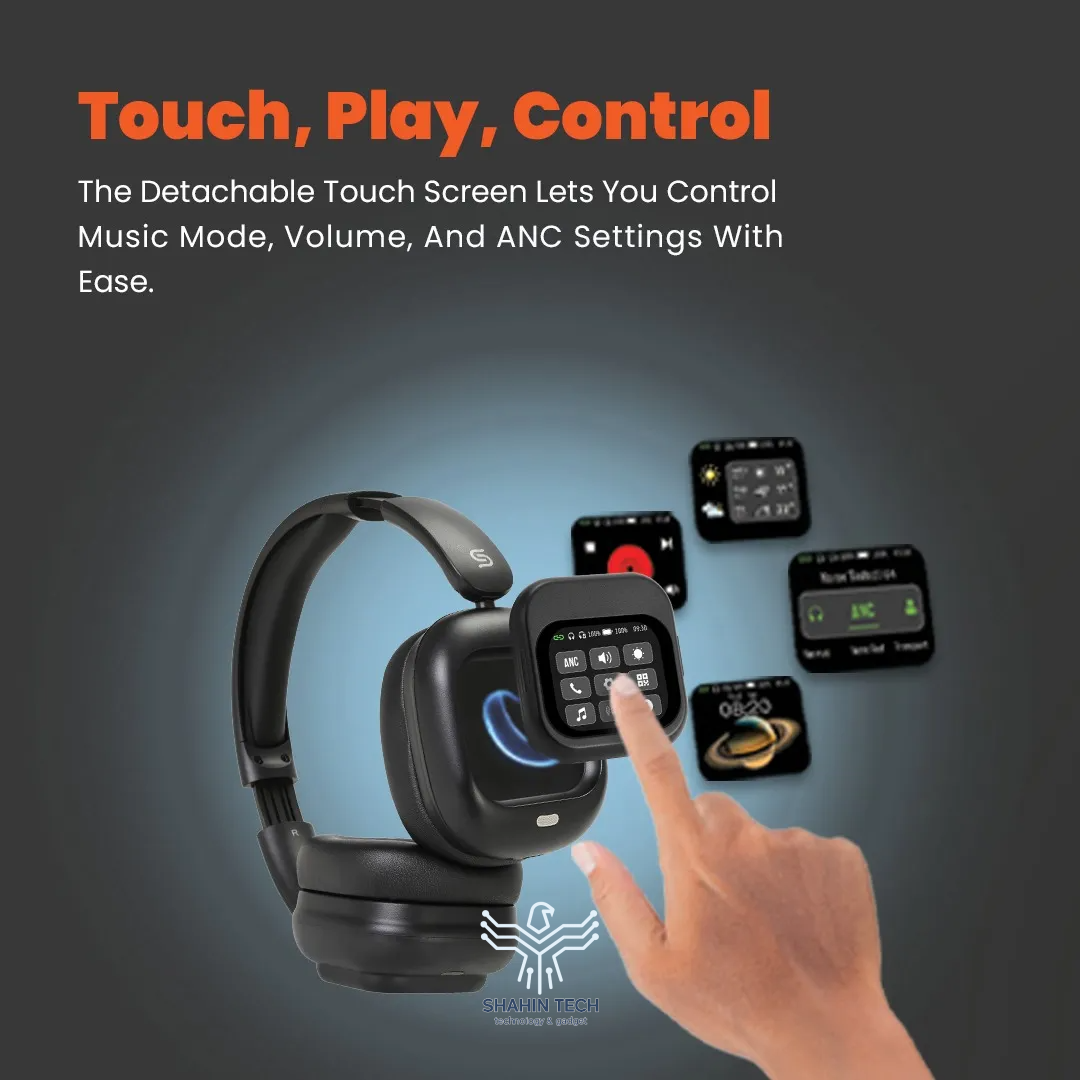هدفون Porodo Soundtec Touchwave ANC با صفحه لمسی جداشدنی