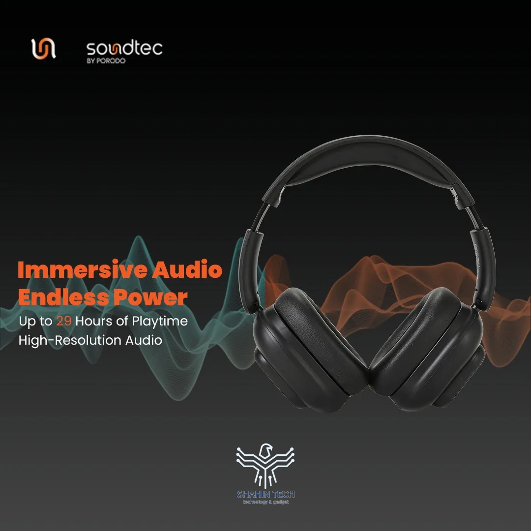 هدفون Porodo Soundtec Touchwave ANC با صفحه لمسی جداشدنی