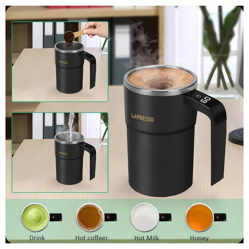 ماگ همزن مغناطیسی لپرسو Lepresso Stirmagic Auto Stirring Mug مدل LPCFFM0018