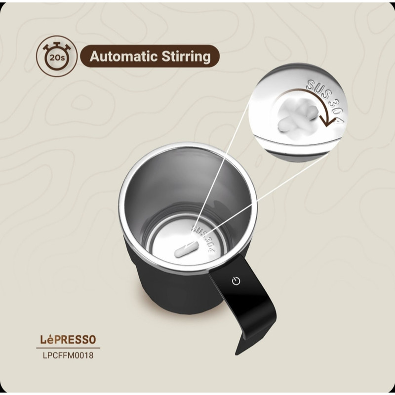 ماگ همزن مغناطیسی لپرسو Lepresso Stirmagic Auto Stirring Mug مدل LPCFFM0018