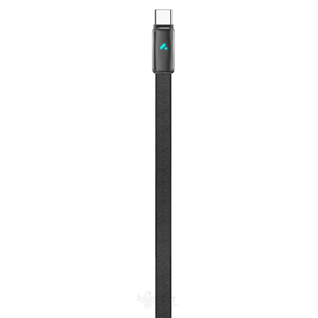 کابل شارژ و انتقال داده چرمی Porodo 100W LED USB-C به USB-C