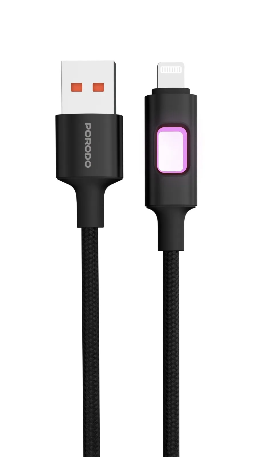 کابل شارژ و انتقال داده Porodo LED بافته شده (ایفونی)