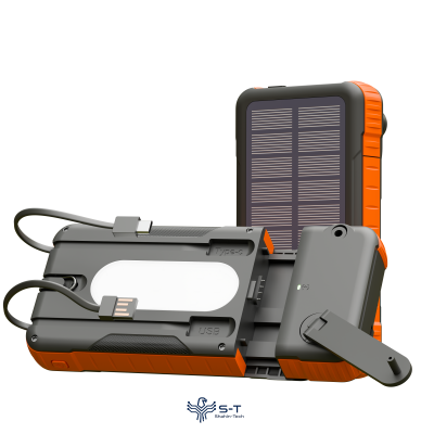 پاوربانک خورشیدی Porodo Sunova 20000mAh با قابلیت تولید برق اضطراری دستی - مشکی