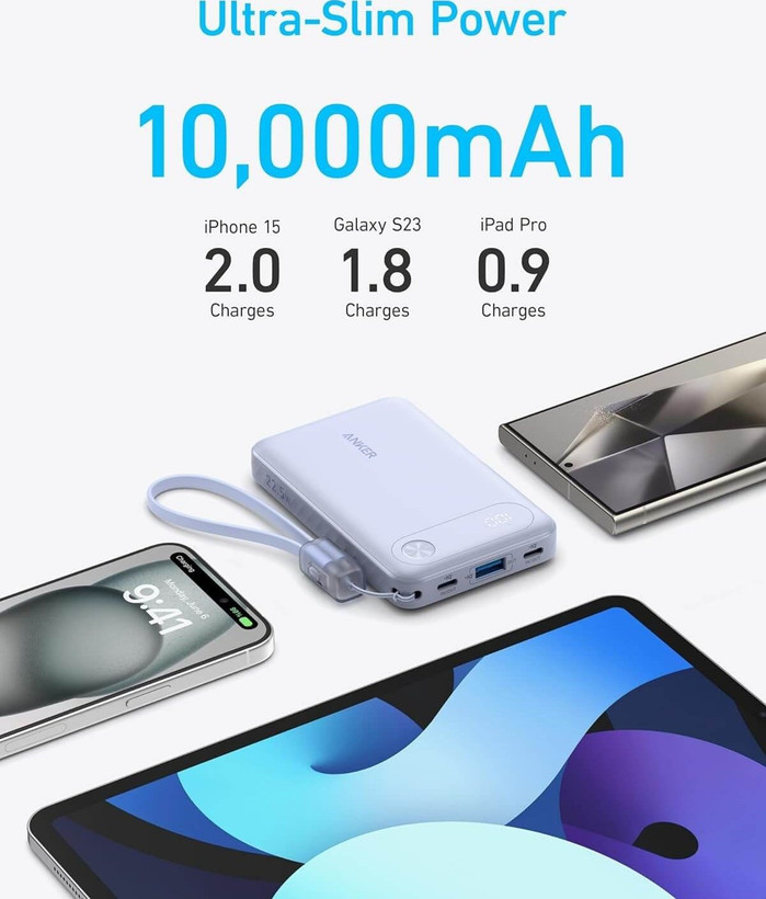 پاوربانک انکر مدل A1257 ظرفیت 10000 میلی آمپر ساعت فست شارژ