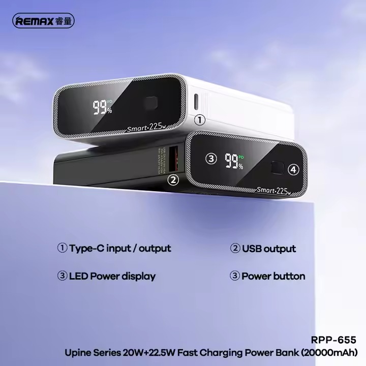 پاوربانک فست شارژ Remax RPP-655 20000Mah سفید